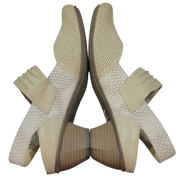 Rieker Antistress Beige Snake Print Slingback Block Heel Pumps Women’s Size 8 - Picture 7 of 17